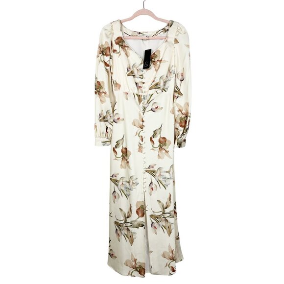 NWT SACHIN + BABI AMY Dress in Eggshell Venetia Petals Floral Satin Maxi Long 6 - Picture 5 of 14